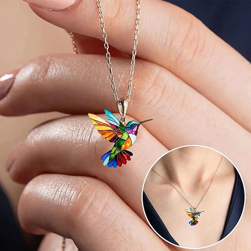 Acrylic Colorful Hummingbird Necklace