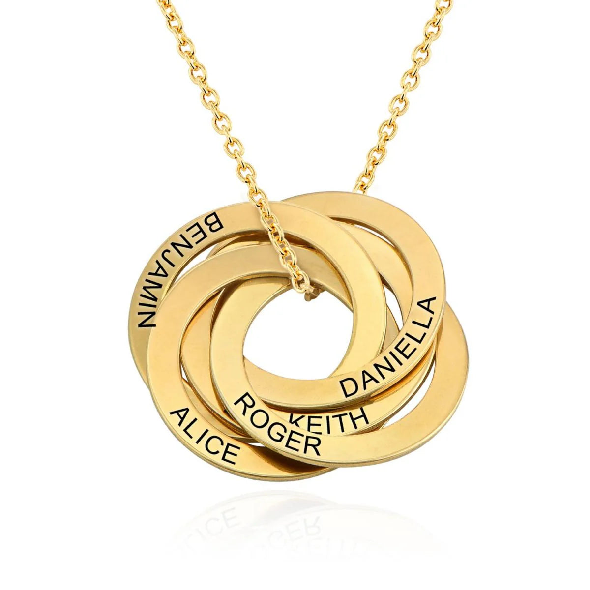 Personalised Family Rings Circle Pendant Necklace