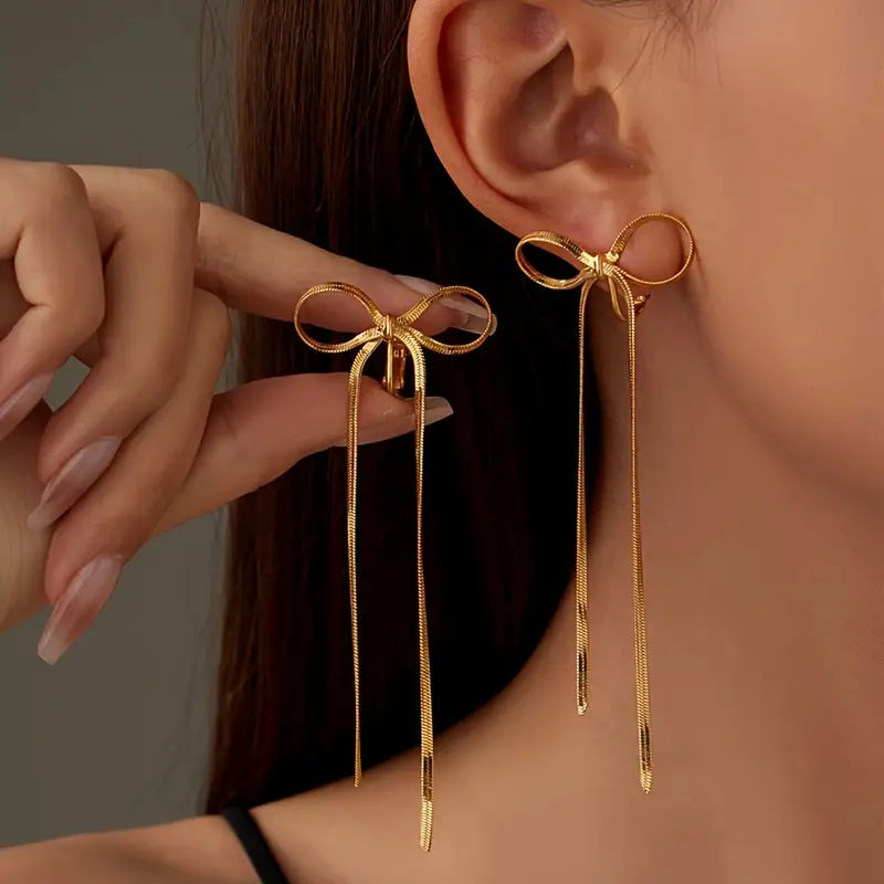 Whisper Bow Long Earrings