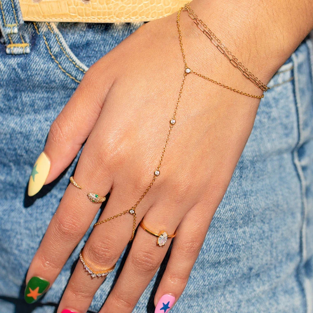 Zircon Link Ring Bracelet