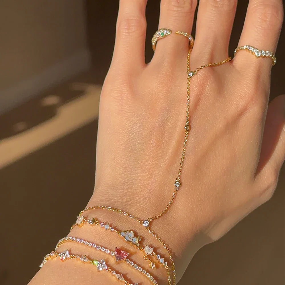 Zircon Link Ring Bracelet