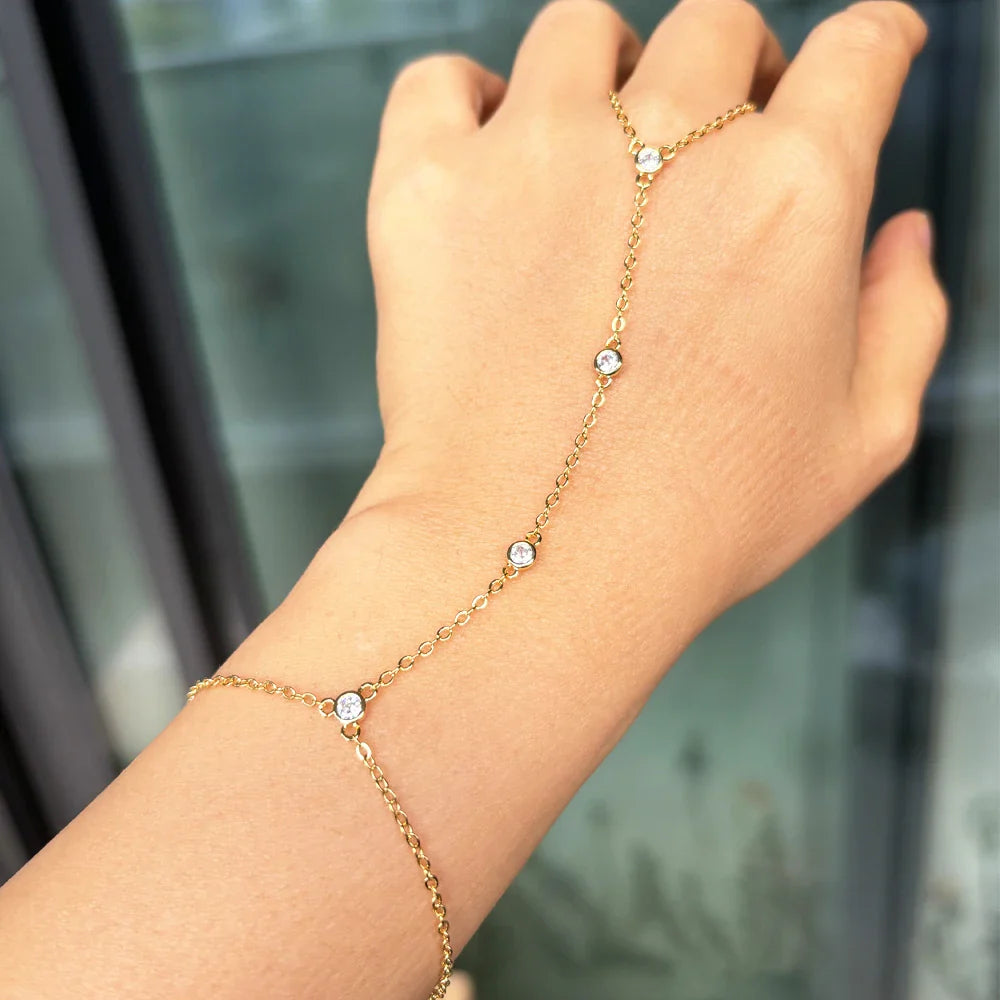 Zircon Link Ring Bracelet