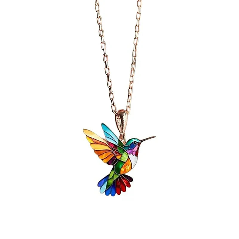 Acrylic Colorful Hummingbird Necklace
