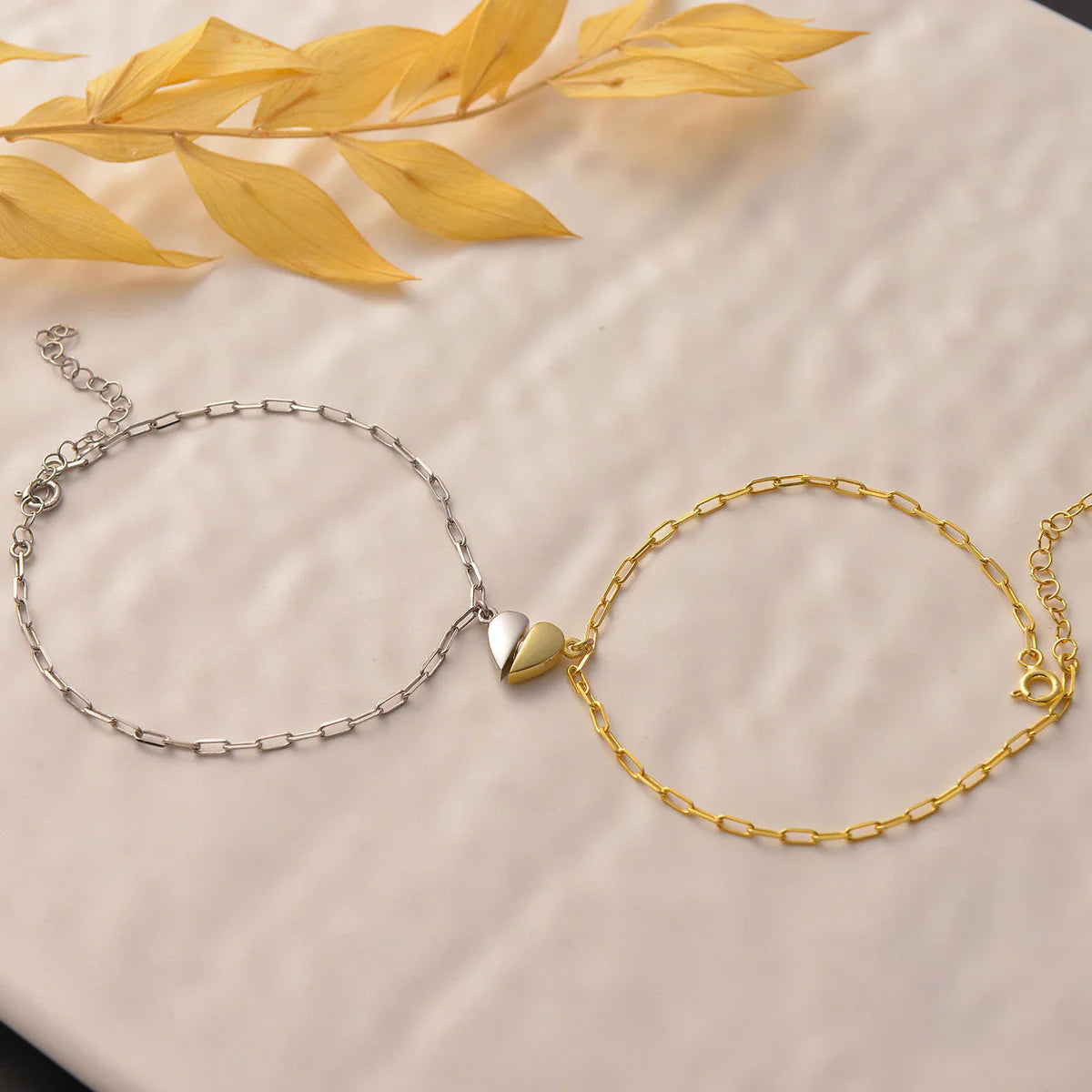 Magnetic Heart Paperclip Bracelet Set