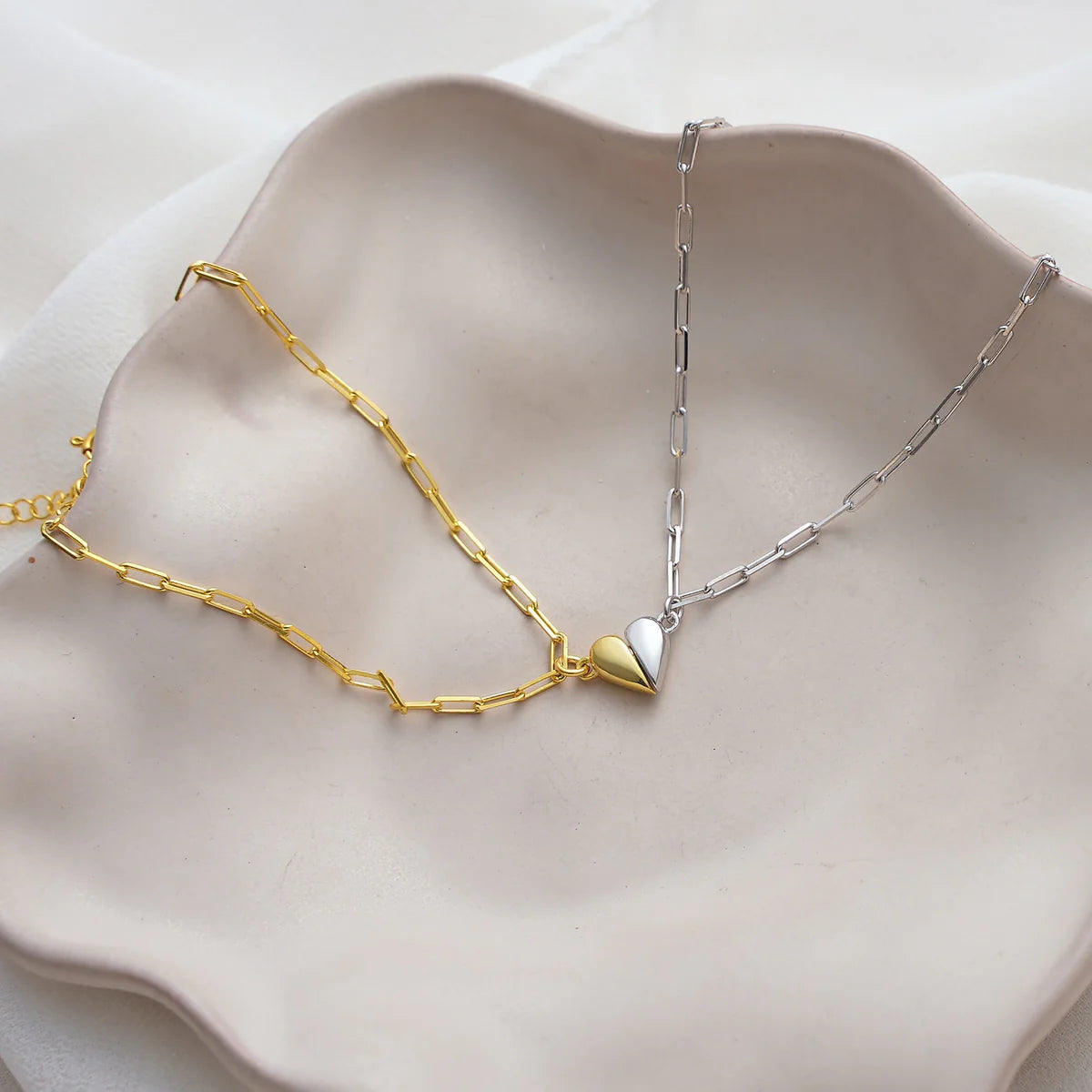 Magnetic Heart Paperclip Bracelet Set