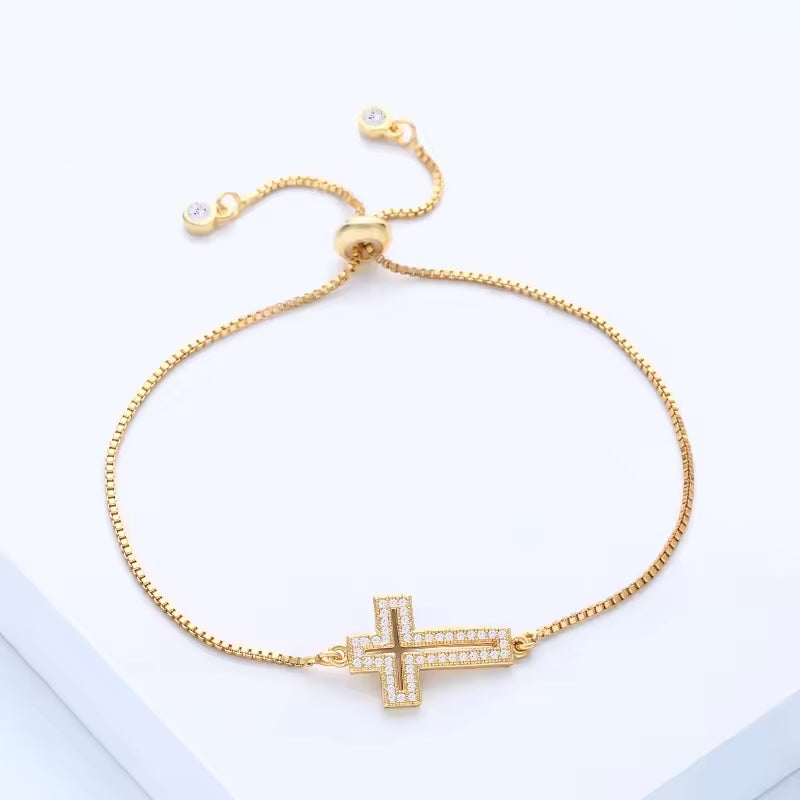 Rhinestone Cross Charm Bracelet