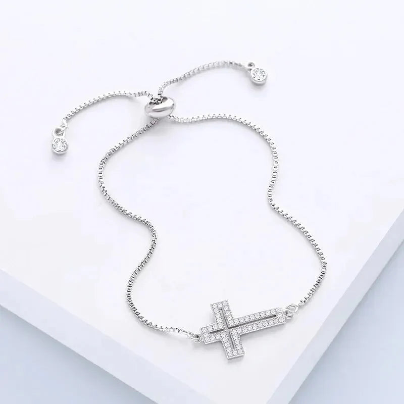 Rhinestone Cross Charm Bracelet