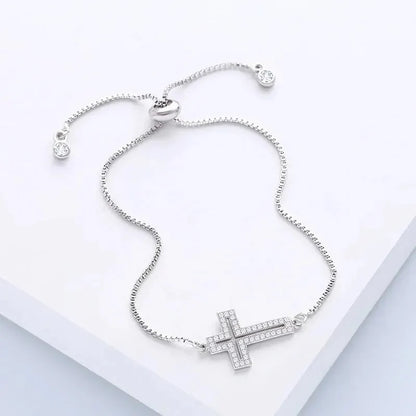 Rhinestone Cross Charm Bracelet
