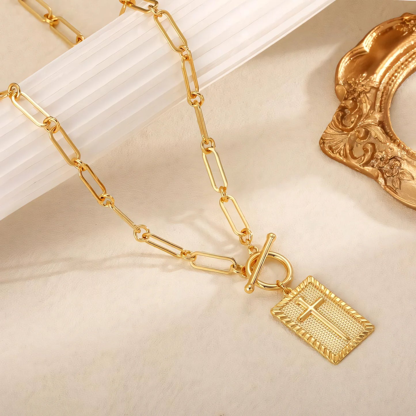 14k Dainty Nail Cross Necklace