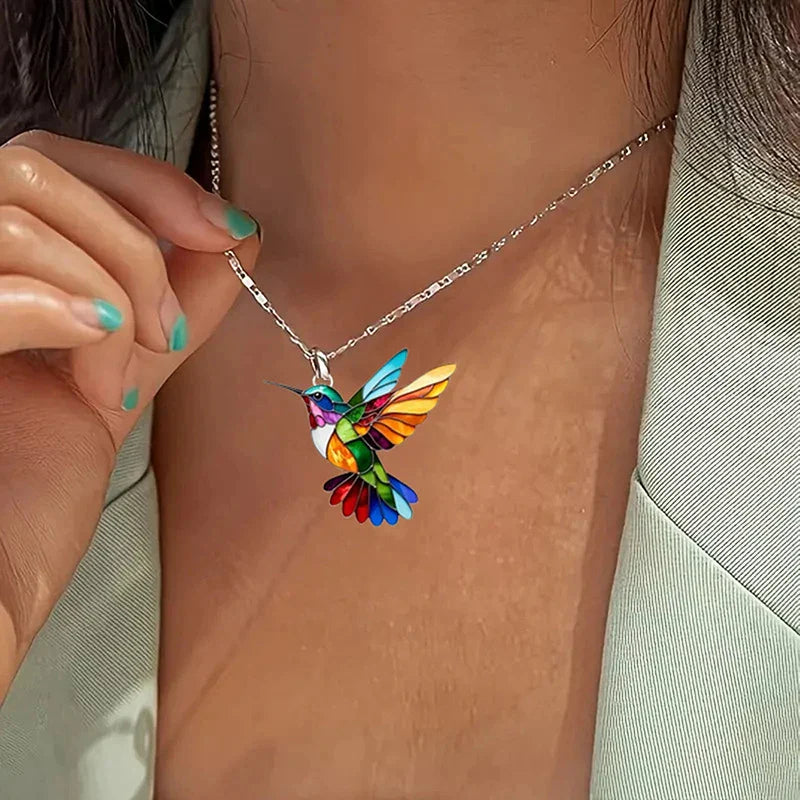Acrylic Colorful Hummingbird Necklace