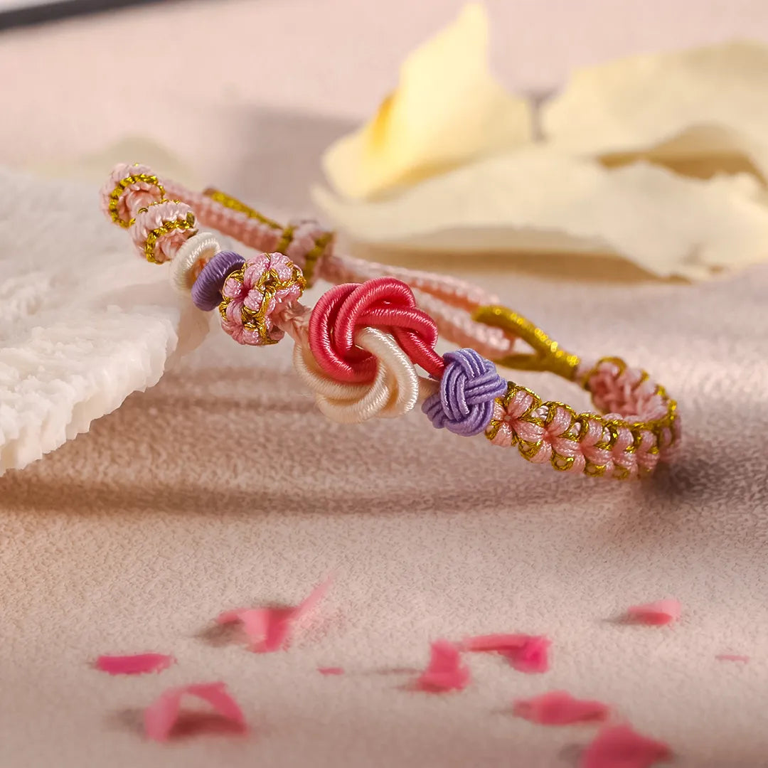 Pink Peach Flower Bracelet