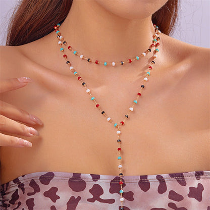Y-Shaped Beaded Chain Necklace