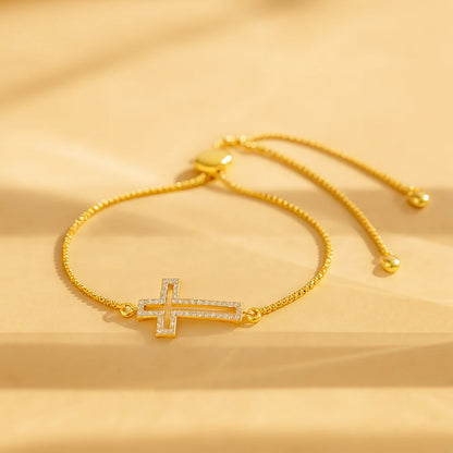 Rhinestone Cross Charm Bracelet