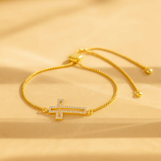Rhinestone Cross Charm Bracelet