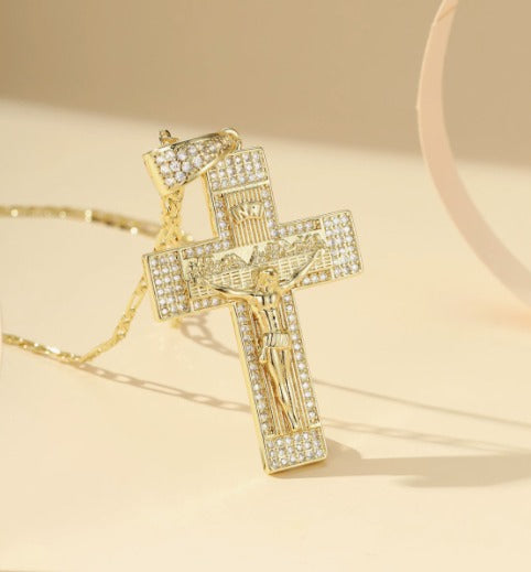 14K Gold Plated Jesus Christ Crucifix Necklace