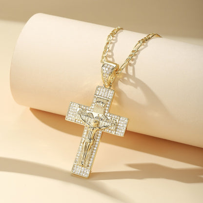 14K Gold Plated Jesus Christ Crucifix Necklace