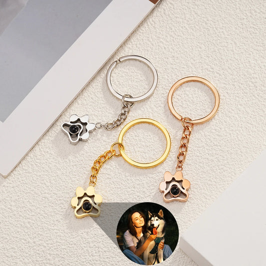 Personalised Photo Paw Keychain