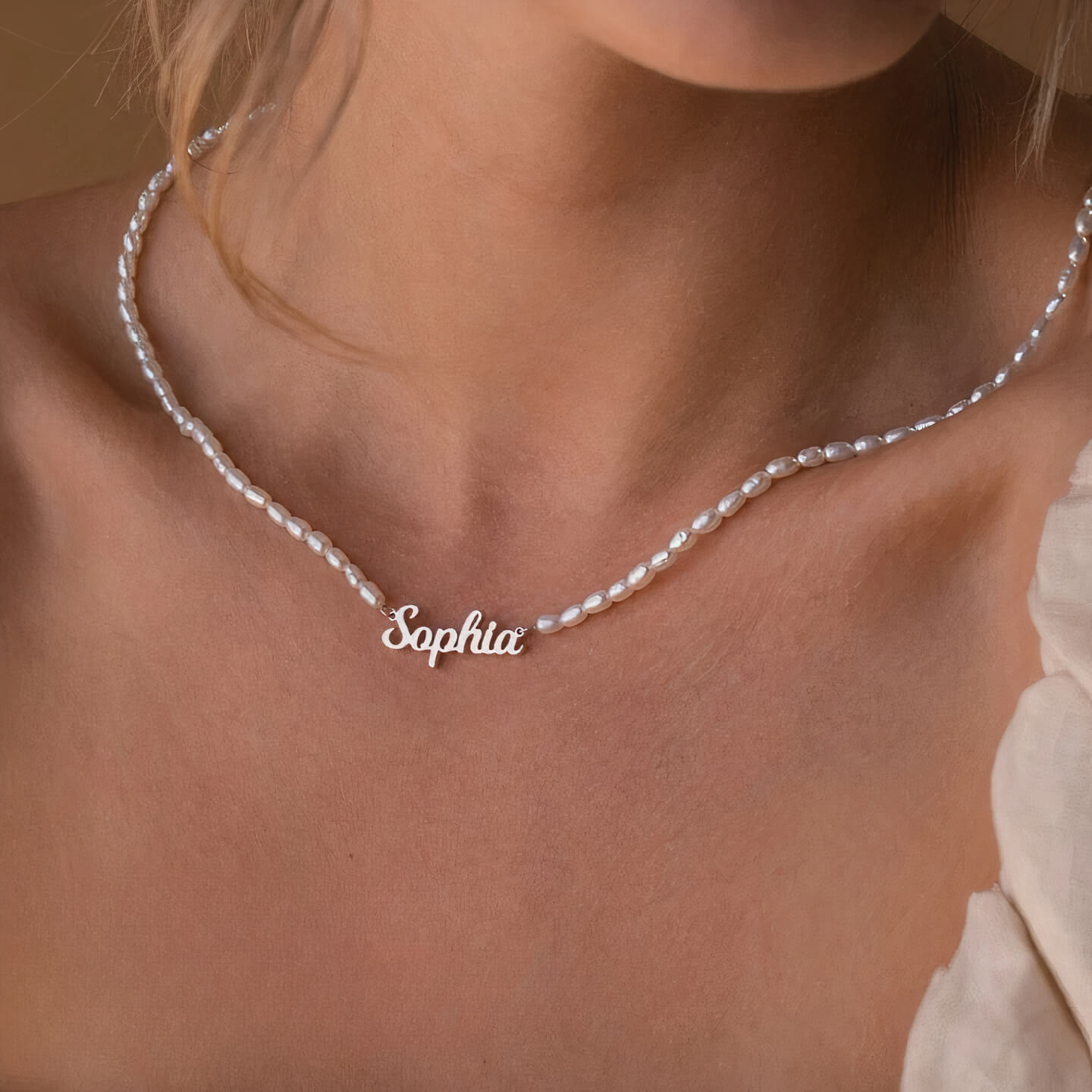 Custom Freshwater Pearl Name Necklace