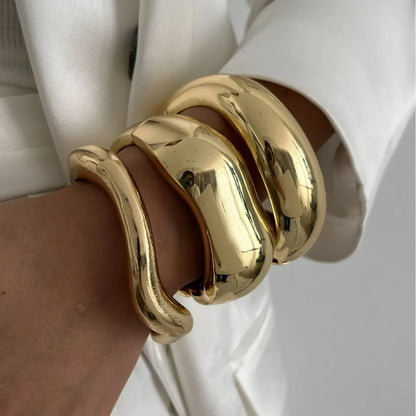 Wide Cuff Bangle Bracelets (3 Piece Set)