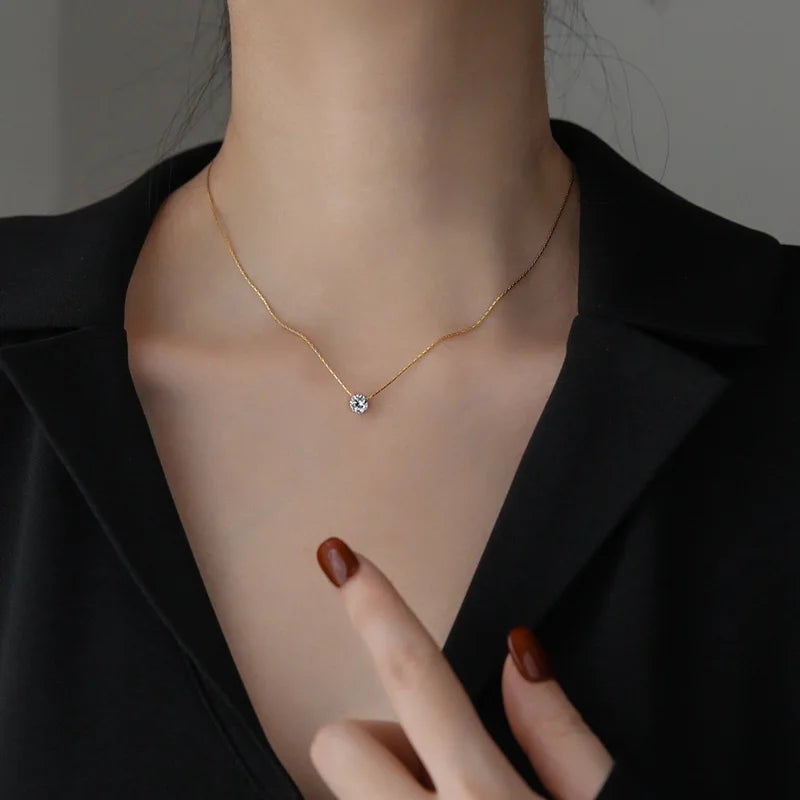 Dainty Solitaire Necklace