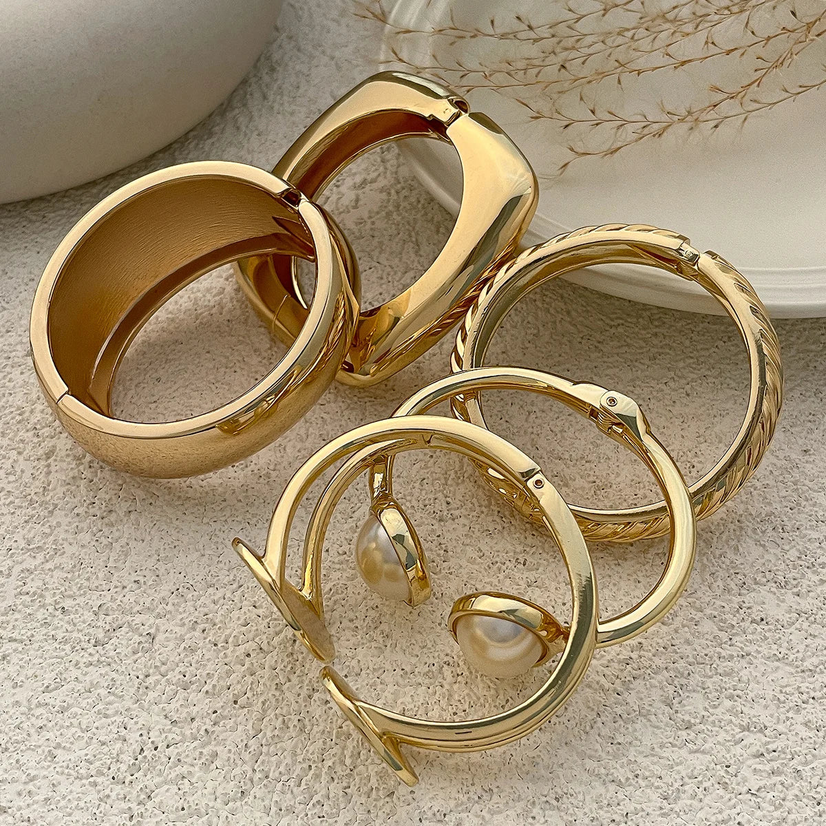 Metal Cuff Bangle Bracelet - 6 Piece Collection