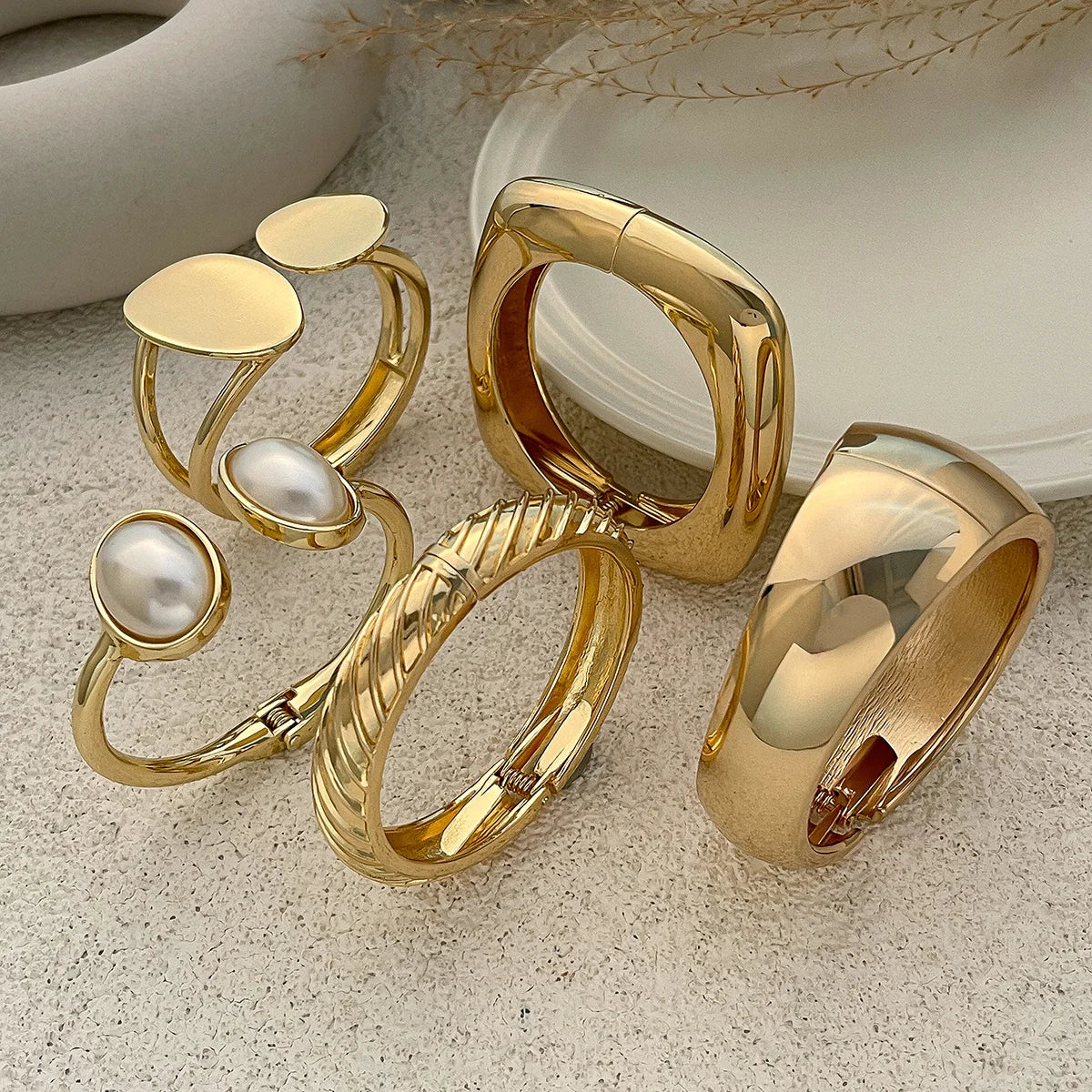 Metal Cuff Bangle Bracelet - 6 Piece Collection