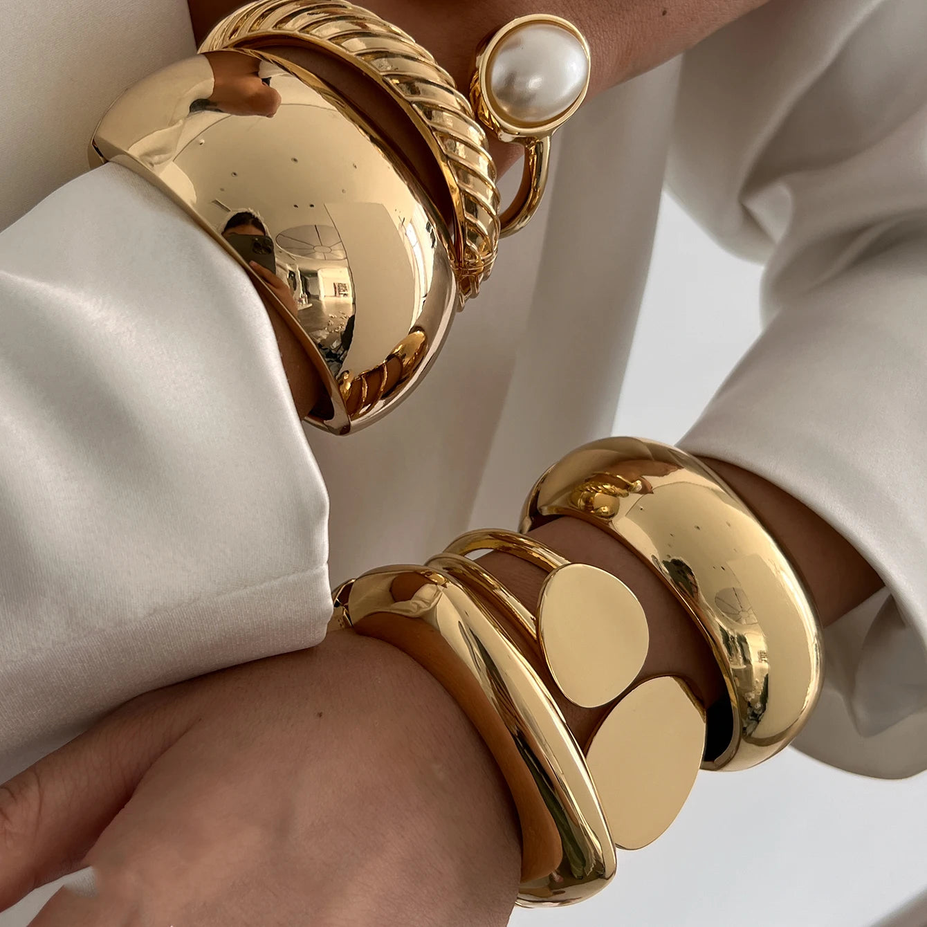 Metal Cuff Bangle Bracelet - 6 Piece Collection