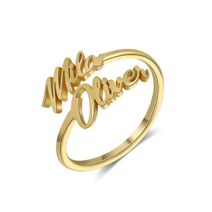 Personalized Double Name Ring