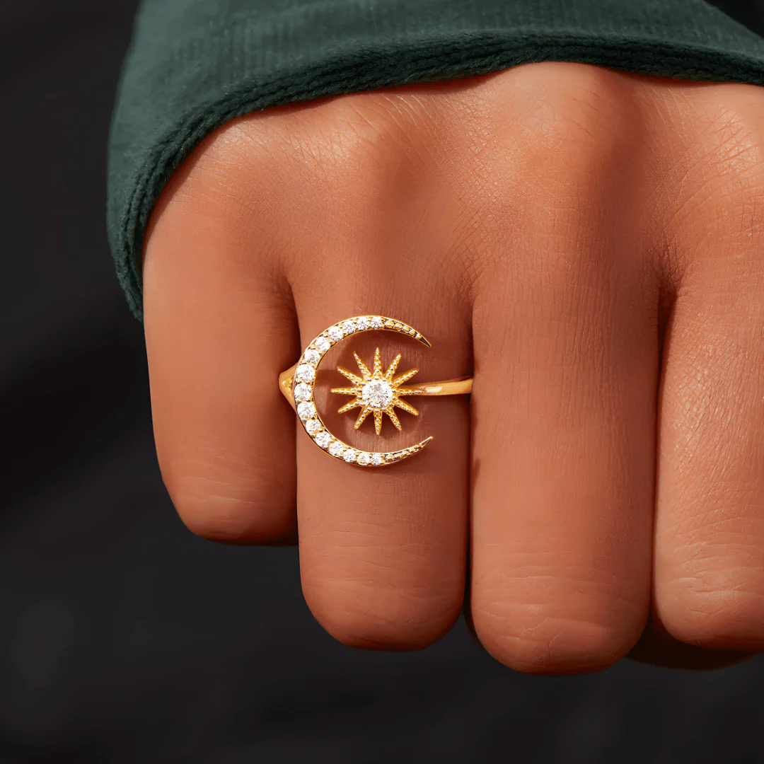 Adjustable Star Moon Ring